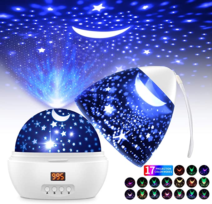 Galaxy Projector Light Star Projector Night Lights Kids for Bedroom with 17 Selectable Colors Timer Range 5-995 Minutes USB Cable Starry Projector Best Baby Toys Gifts for 1-10 Years Old Boys & Girls