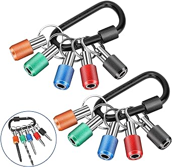 Linkstyle 1/4 Inch Hex Shank Screwdriver Bits Holder Extension Bar Keychain Screw Adapter Drill Fast Change Portable Hand-held Bit Holder for Electric Screwdrivers and Drill Bit, Multi-Color