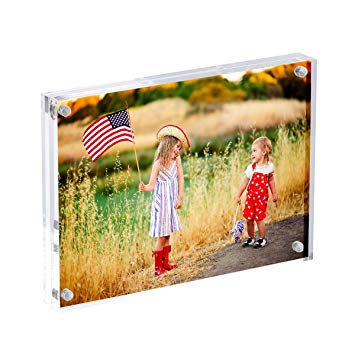 DYCacrlic Clear 8x10 Tabletop Acrylic Picture Frames, Double Sided Magnetic Block Photo Frames 8 x 10 with Gift Box Package,12   12 mm Thickness Stable Stand in Desk or Table