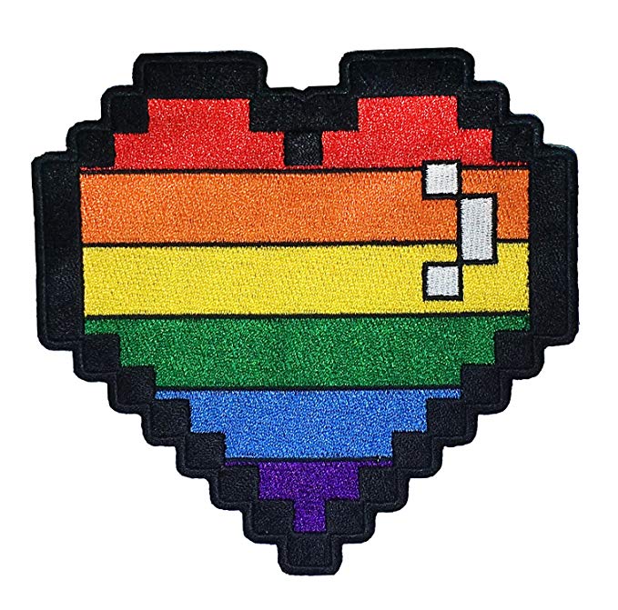 Rainbow 8 Bit Full Life Lives LGBT Pride Gay Lesbian Gamer Pixel E Sew On Embroidered Patch