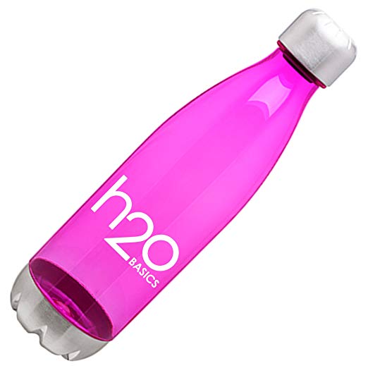 H2O Basics BPA-Free Sport Water Bottles 25 oz, Tritan Non Toxic Plastic, Reusable Flask with Stainless Steel Leak Proof Twist Off Cap & Steel Base, Cola Bottle Shape (Assorted Colors, 25 Ounces)