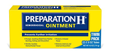 Preparation H Hemorrhoidal Ointment - 8 oz TOTAL (2 oz x 2 tubes Pack of 2)