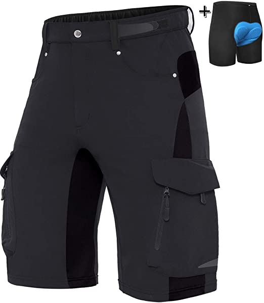 Wespornow Men's-Mountain-Bike-Shorts 3D-Paded-MTB Shorts with 6 Pockets