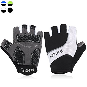 Cycling Gloves (Half Finger&Full Finger) – TRIDEER Ultra Light Breathable Lycra & Anti-Slip Shock - Absorbing Silica Gel Grip, Mountain Road Gloves Biking Gloves Men/Women