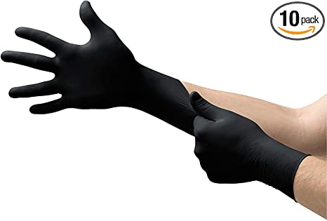 Microflex MK-296 Black Disposable Nitrile Gloves, Latex-Free, Powder-Free Glove for Mechanics, Automotive, Cleaning or Tattoo Applications, Medical/Exam Grade, Size Large, Case of 1000 Units