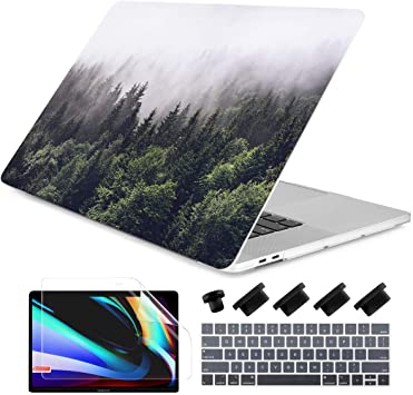 Dongke for MacBook Pro 13 Inch Case 2019 2018 2017 2016 Release A2159 A1989 A1706 A1708 with/Out Touch Bar Rubberized Frosted Matte Hard Shell Cover - Forest