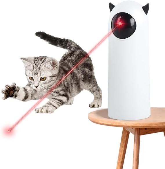 FirstE Cat Laser Toy, Real Random Trajectory Interactive Cat Toys, Automatic Laser Cat Toys, 4 Circling Range Adjustable Pet Toys for Indoor Cats/Kittens/Dogs,USB Powered or AA Battery(not Included)