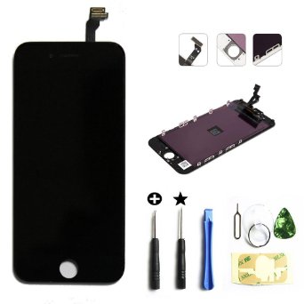 LCD Touch Screen Digitizer Frame Assembly Full Set LCD Touch Screen Replacement for iPhone 6(4.7inch) (black )