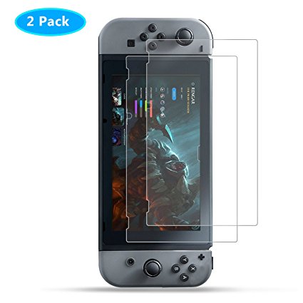 PECHAM 2-Pack Tempered Glass Screen Protector for Nintendo Switch [2017]