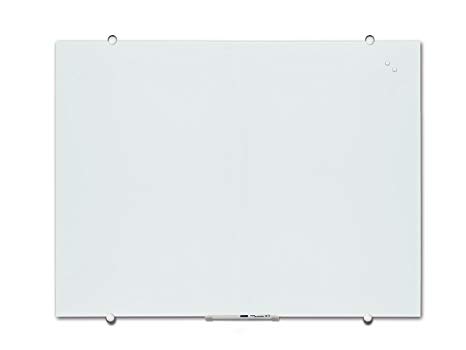 Magnetic Glass Dry Erase White Board with Pen Tray, 24''x36'', Marker and Magnets, White Surface, Frameless V VAB-PRO (24''x36'')
