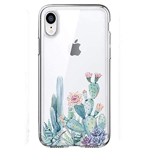 LUOLNH Compatible with iPhone XR Case,iPhone XR Case with Flowers, Slim Shockproof Clear Floral Pattern Soft Flexible TPU Back Cover case for iPhone XR 6.1 inch (2018) -Cactus Flower