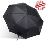 Bodyguard Travel Umbrella - Auto Openclose - Strong Waterproof Windproof Compact for Easy Carrying Totes - Wind Tested 55mph - Sturdy High Quality - Lifetime Guarantee