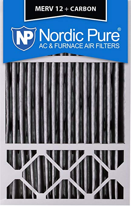 Nordic Pure 16x25x5HPM12C-4 Honeywell Replacement Pleated MERV 12 Plus Carbon Filter (4 Pack), 16 x 25 x 5"