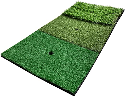PGM Golf Turf Practice Mat for Driving Hitting Chipping Artificial Grass Turf Golf Hitting Mat for Backyard Home Use Indoor Outdoor Rubber Tee Holder Included