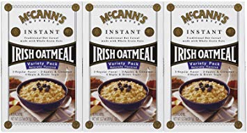 McCanns Instant Irish Oatmeal Variety Pack of Regular, Apples & Cinnamon, and Maple & Brown Sugar, 12.7 oz, 10 ct, 3 pk