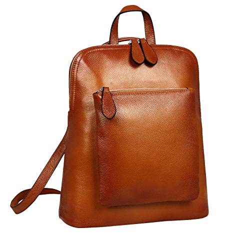 Heshe Women’s Vintage Leather Backpack Casual Daypack for Ladies and Girls (Sorrel)