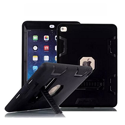 iPad Mini Case, iPad Mini 3 Case, TabPow [Shockproof][Drop Protection][Heavy Duty] Rugged Triple-Layer Defender Hybrid Case Cover With Stand For Apple iPad Mini 1 2 3 (Retina Display) (Black)