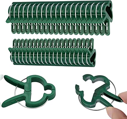 60Pcs Plant Support Clips 2 Sizes Adjusting Green Garden Plant Clips Reusable Plant Clips for Supporting Stems of Flower Vine Vegetables Tomatoes Climbing