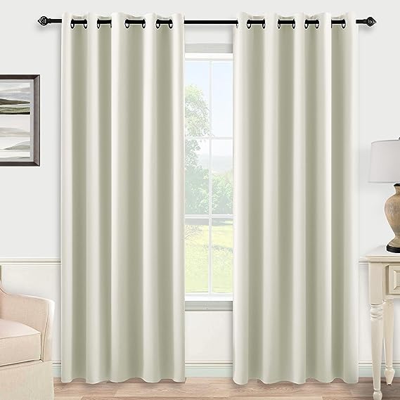 KOUFALL Living Room Extra Wide 60 Inch Curtains 2 Panel Set Room Darkening Curtains for Sliding Glass Patio Doors,Cream Beige,Total Width 120 x 84 Inch Long