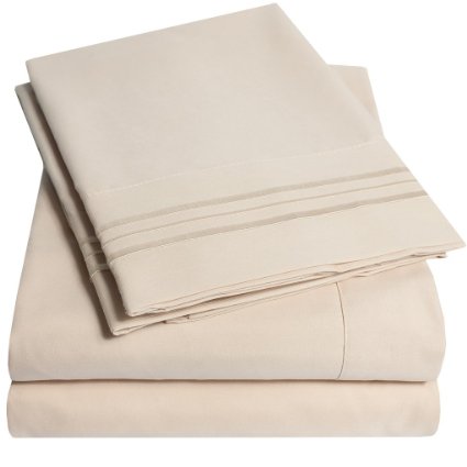 1500 Supreme Collection Bed Sheets - 4 Piece Bed Sheet Set Deep Pocket HIGHEST QUALITY and LOWEST PRICE SINCE 2012 - Wrinkle Free Hypoallergenic Bedding - All Sizes 23 Colors - Queen Beige