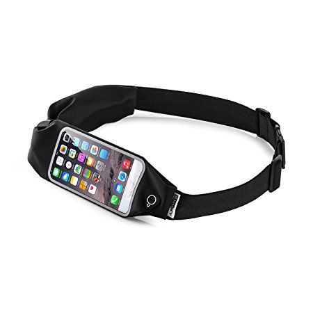 Top Fit Running Belt for Men   Women, Dual Pockets with Touch Screen, Holds all IPhones   Accessories, Completely Comfortable Running Belt for Running or Hiking. New Version (Dual Bag Black)