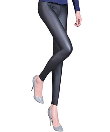 A-Express® Black Shiny Full Length Wet Look Leggings