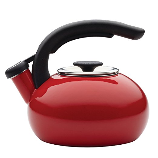 BonJour Enamel on Steel Tour Teakettle, 1.5-Quart, Red