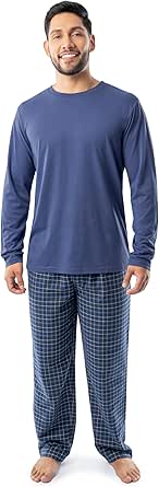 Fruit of the Loom Men's Jersey Knit Top and Flannel Pant Pajama Sleep Set