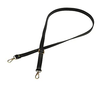 VanEnjoy Full Grain Leather Adjustable Replacement Strap Cross Body Bag Purse, 26-51 inch Gold Hardware - 1.8 cm Width (Black)