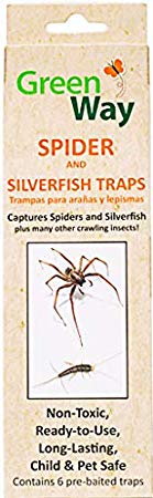 GreenWay Spider & Silverfish Trap - 6 prebaited traps | Ready To Use Heavy Duty Glue, Safe, Non-Toxic No Insecticides Odor, Eco Friendly, Kid Pet Safe