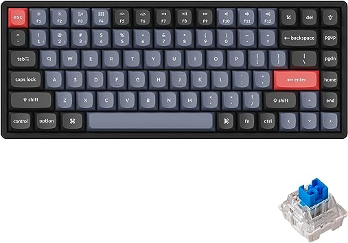 Keychron K2 Pro Wireless & Wired RGB Custom Mechanical Keyboard with Hot-swappable K Pro Blue Switch, QMK/VIA Programmable Macro, 75% Layout Aluminum Frame Keyboard for Mac Windows Linux