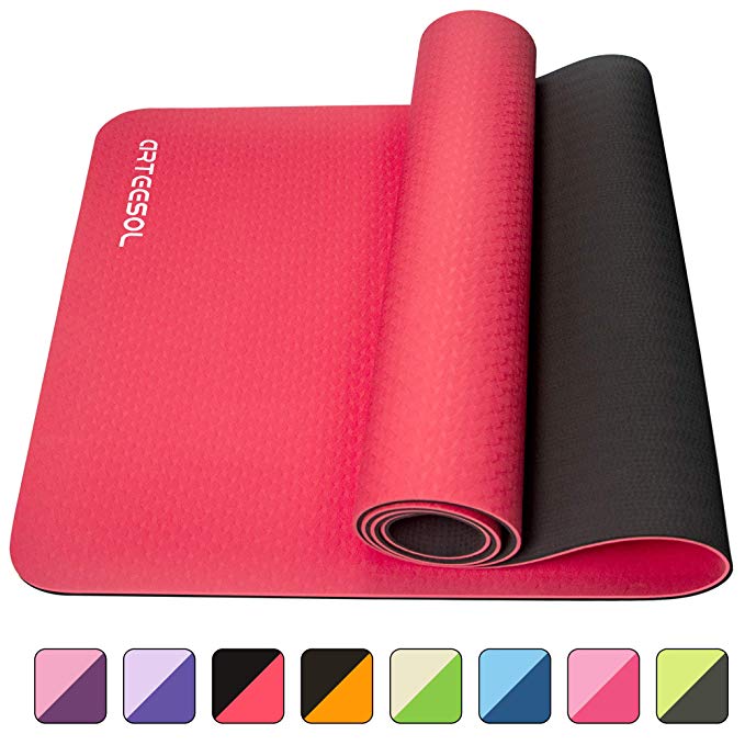 arteesol Yoga Mat, Non-Slip 6mm Thick Large Exercise Mat, Anti-Tear Eco Friendly with Carry Straps, Premium for Pilates, Fitness, Women and Men 183 cm x 61 cm x 6 mm