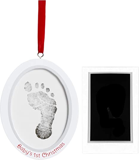 Pearhead Babyprints Newborn Baby Handprint or Footprint Double-Sided Photo Ornament with Clean Touch Ink Pad - Makes A Perfect
