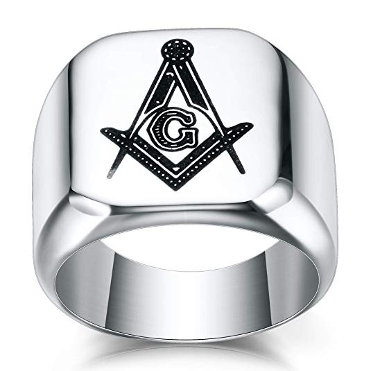 VQYSKO 316L Stainless Steel Masonic Ring Men Master Masonic Signet Ring Mason Ring Jewelry