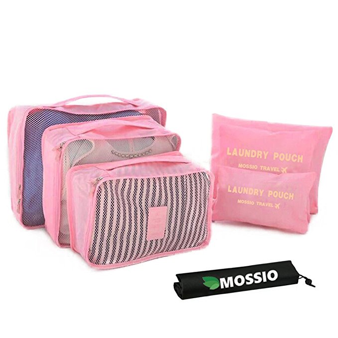 Mossio 7 Set Packing Cubes with Shoe Bag - Compression Travel Luggage Organizer