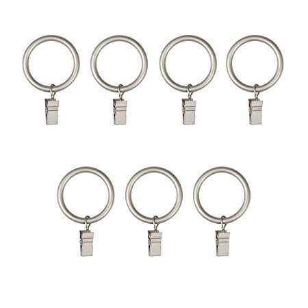 Umbra Clip Curtain Rings – Extra Large Curtain Rings with Metal Clips for 1.25 Inch Curtain Rods, Set of 7, Nickel