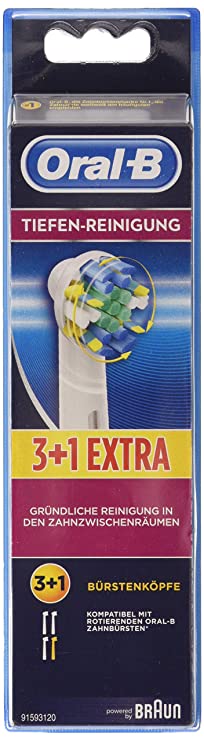 Oral B Floss Action Electric Toothbrush Replacement Brush Heads - Latest German Model (Pack of 4)