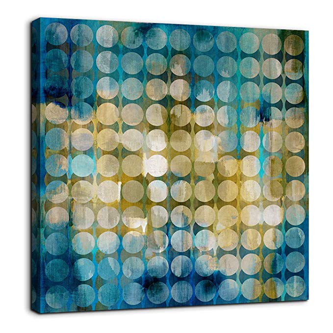 Abstract Blue Wall Art Decoration Dense Circle Picture Modern Canvas Prints Artwork for Bathroom Bedroom Living Room Home Office Decor Size 14x14