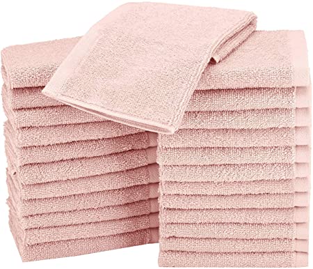 AmazonBasics Cotton Washcloths - 24-Pack - Petal Pink