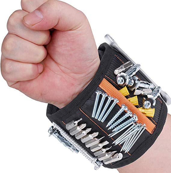 Rovtop Magnetic Wristband with 15 Powerful Magnets Magnetic Tool Wristband Tool Belt for Holding Tools, Screws, Nails, Bolts, Drill Bits and Small Tools, Special Gift for DIY Handyman,Men, Women