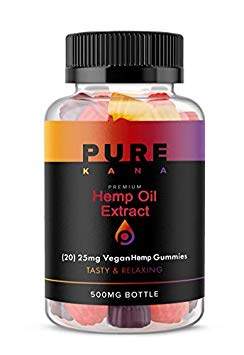 Hemp Oil Extract Vegan Gummies by PureKana, 25 mg ea, 20 Gummies per Bottle