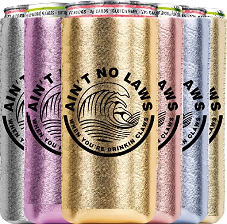 White Claw Slim Can Cooler Sleeve for 12OZ Drinks (6-PCS), Ain’t No Laws When You Are Drinking Claws, Beer Cans Coolie Skinny Insulators for White Claw Michelob Ultra Red Bull