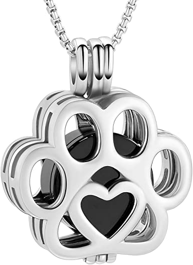 Pet Cremation Jewelry For Ashes For Dog/Cat Paw Stainless Steel Memorial Locket Urn Necklace Inside Mini Case Keepsake Cremation Jewelry Women Men