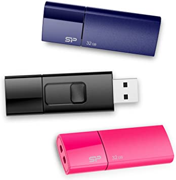 Silicon Power 32GB 3-Pack Ultima U05 USB Flash Drive Black, Blue, Pink