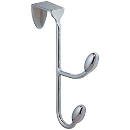 InterDesign Orbinni Double Door Hook for Clothes and Accessories, Over the Door Coat Hook, Made of Metal, Chrome