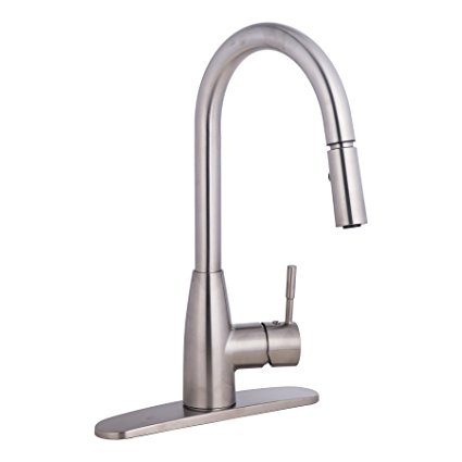 CO-Z Single Handle High Arc Brushed Nickel Pull Down Kitchen Faucet with Pull Out Sprayer