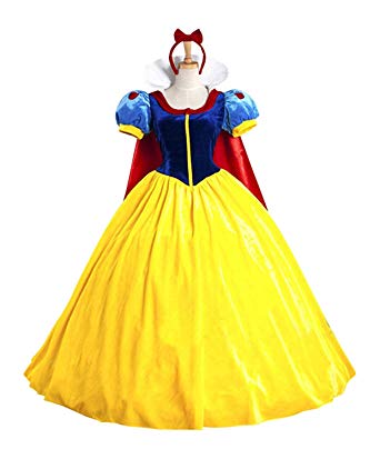 KUFV Women's Princess Costume Dress Snow White Princess Costume With Headband