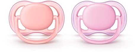 Philips Avent Ultra Air Pacifier, 0-6 months, pink/peach, 2 pack, SCF245/20