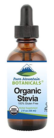 Organic Liquid Stevia Sweetener – Alcohol Free and Kosher Sugar Substitute - 2oz Glass Bottle