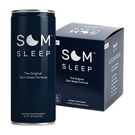 Som Sleep, The Original Som Sleep Support Formula with Melatonin, Magnesium, Vitamin B6, L-Theanine, & GABA, Original, 8.1 fl oz. Cans (4-Pack)